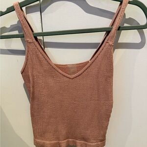 Dynamic Ribbed V-Neck Tank Top Dusty Rose